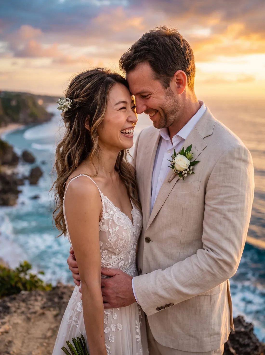 Josh and Hana on the Bali coastline