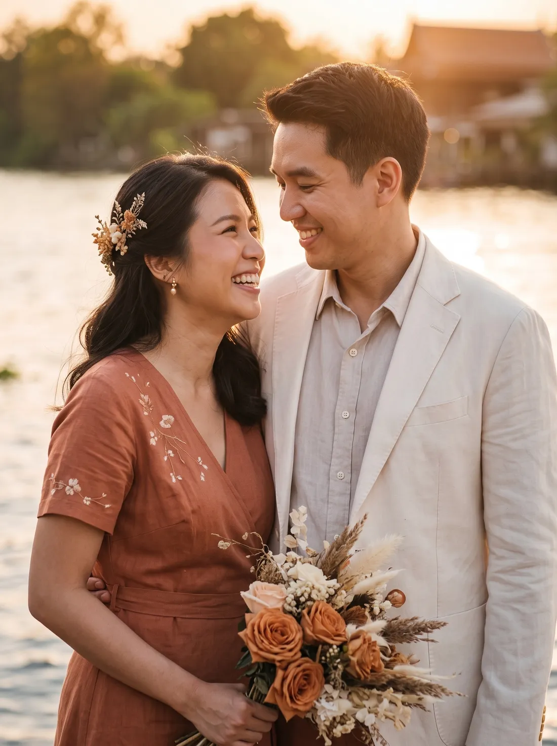 Ken and Mei by the river